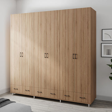 ארון בגדים 6 דלתות 3 מגירות עם במה דגם קרן 240X240